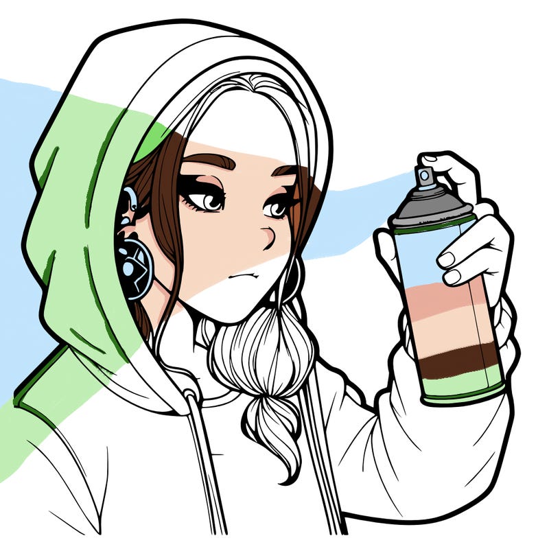 a realistic girl, spray painting