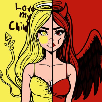 devil vs angel realistic girl