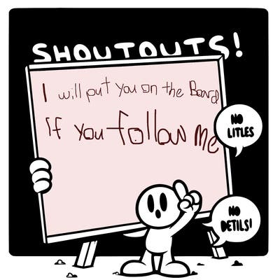 blank canvas that says above it shoutouts