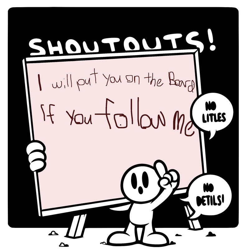 blank canvas that says above it shoutouts