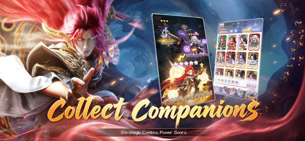 Renegade Immortal - Renegade Immortal mobile game screenshot showcasing character collection and evolution from initial level to Ancient God