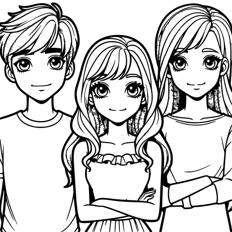 two realistic girls with two realistic boys