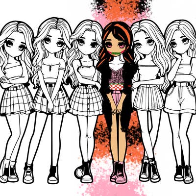 a group of girls realistic