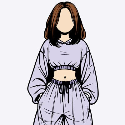 realistic girl faceless with baggy pants and a crop top