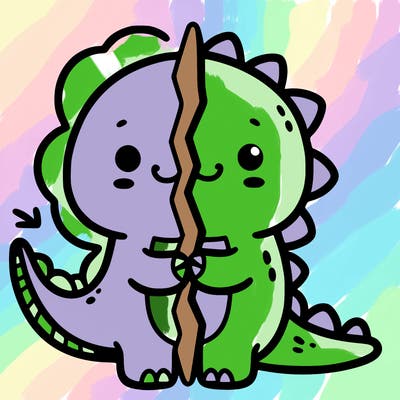 cute split dinosaur