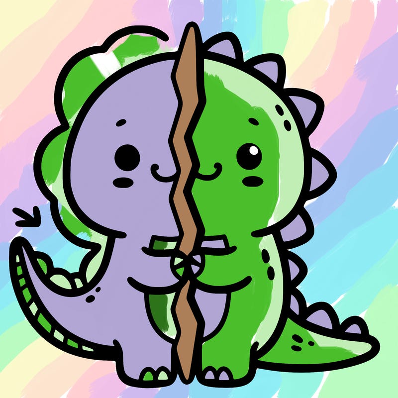 cute split dinosaur