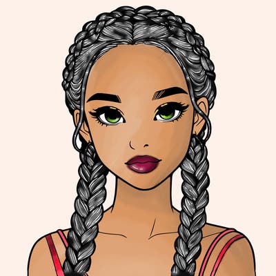 realistic girl with braids