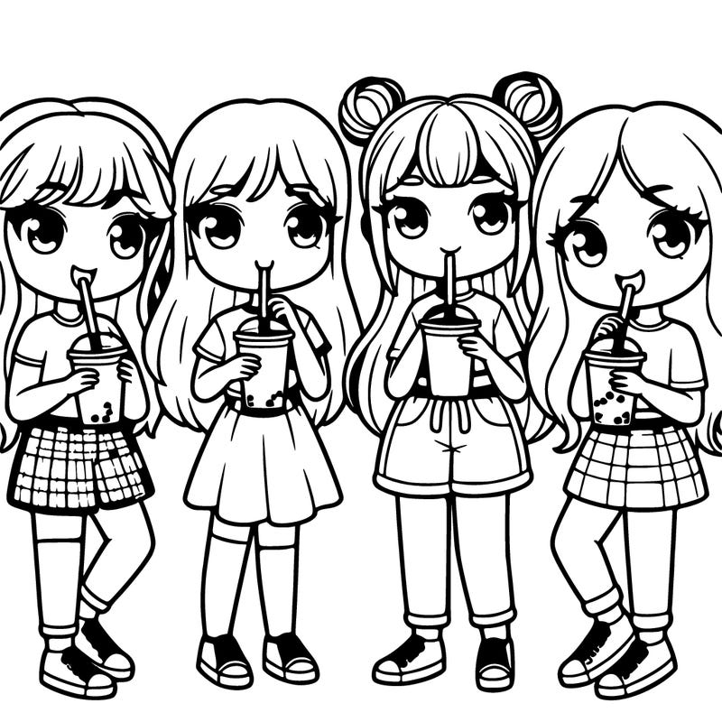 group of girls drinking boba