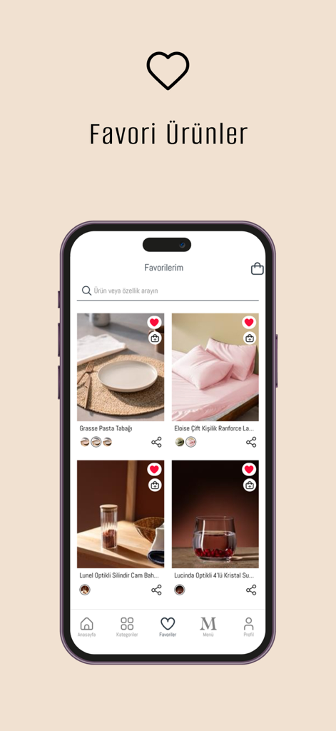 Madame Coco - 寝具や食器を含むホームデコアイテムのウィッシュリストを表示するマダム・ココモバイルアプリ