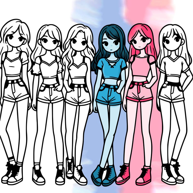 a group of girls wearing crop tops and shorts