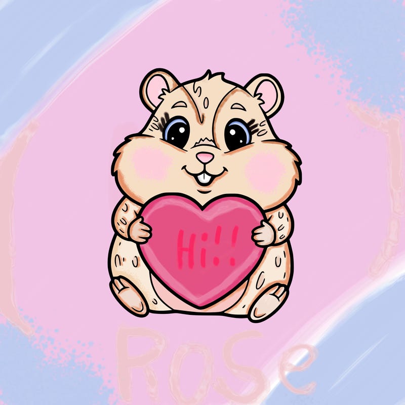 animated hamster holding a heart with a blank backgroundround