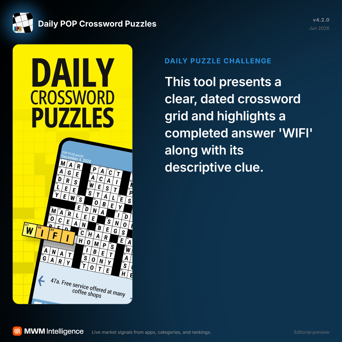 Daily POP Crossword Puzzles - Games App | MWM