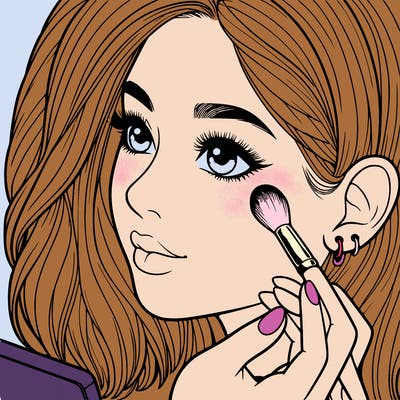 a realistic girl doing her makeup