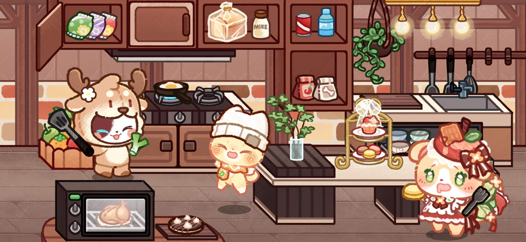 Lovely Cat World: Avatar Life - Cute kitten avatars in a cozy kitchen setting with food and desserts
