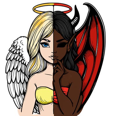 realistic angel half demon