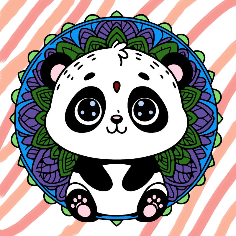 cute baby panda animal mandala