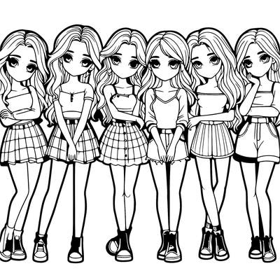 a group of girls realistic