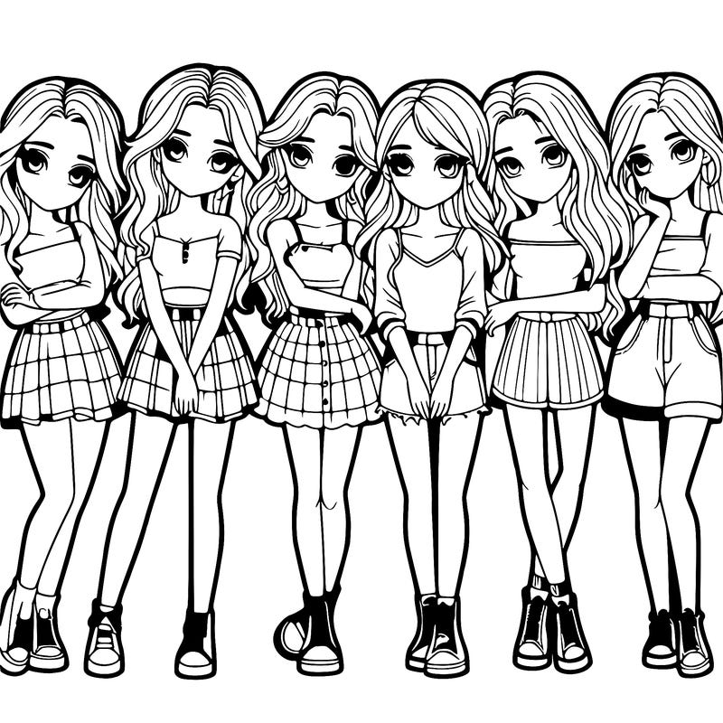 a group of girls realistic