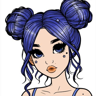 realistic girl with space buns
