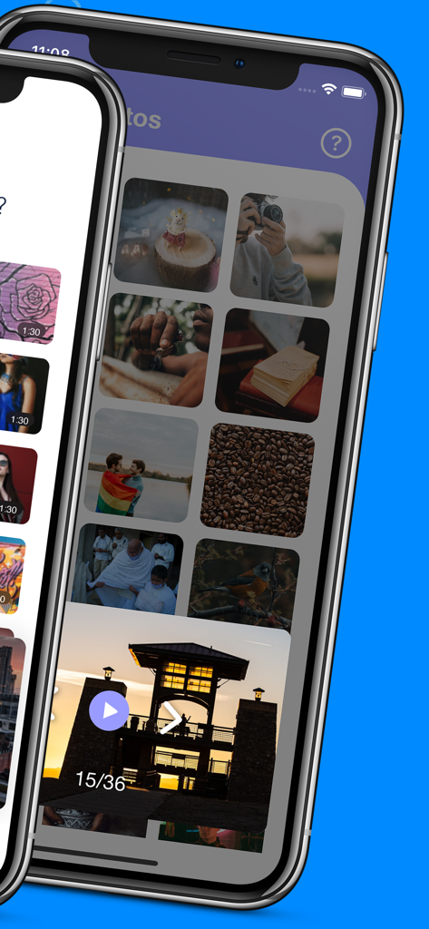 画面ミラーリング アプリ内の写真とビデオギャラリーを示すiPhone画面