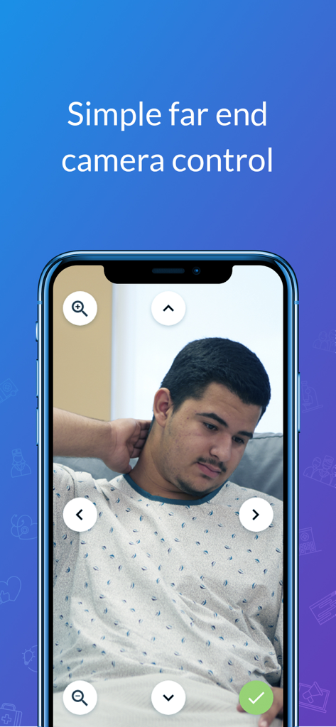 AW Touchpoint - Amwell Touchpoint app interface showing remote camera controls for a telehealth video consultation