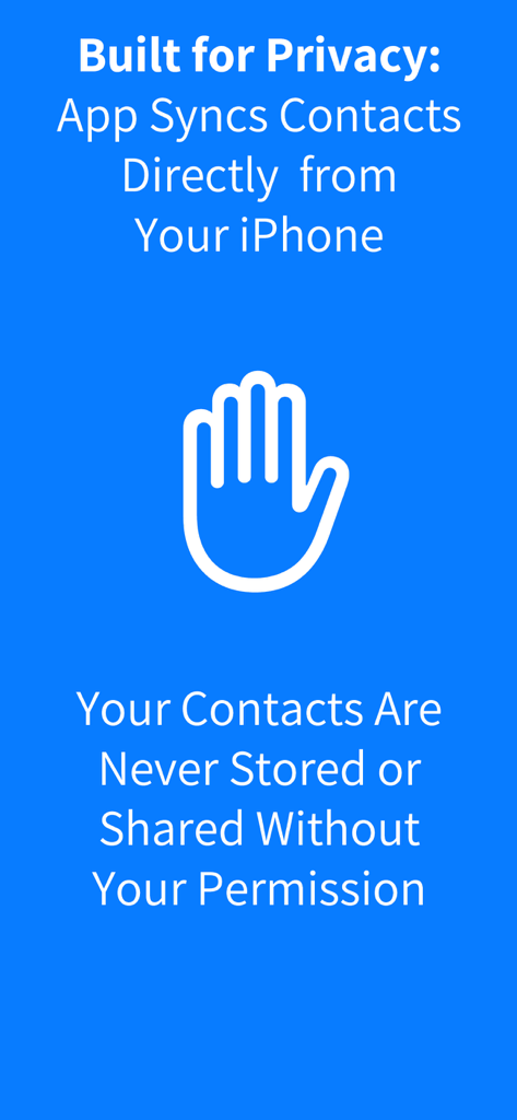 Contacts Sync Pro privacy information highlighting contact security and user permission