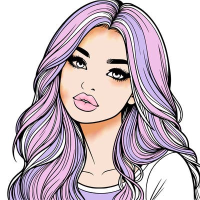 realistic girl with hair on her hair and lips