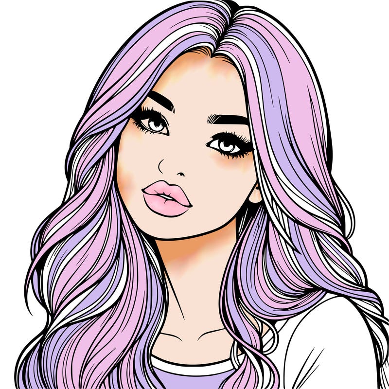 realistic girl with hair on her hair and lips