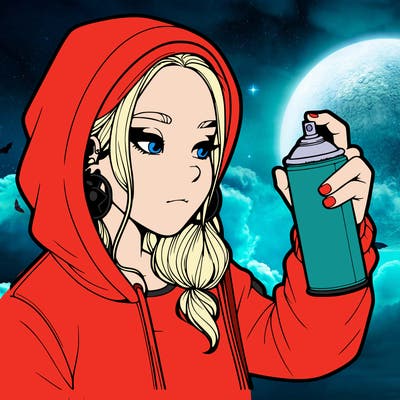 a realistic girl, spray painting