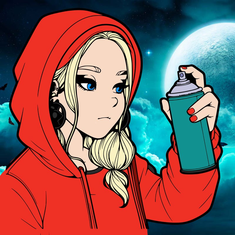 a realistic girl, spray painting