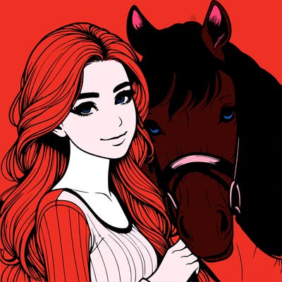 realistic girl with horse