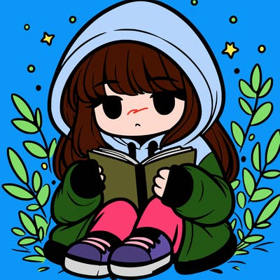 girl in oversized hoodie reading a book