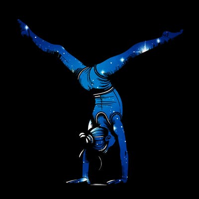 realistic gymnastic hand stand girl in four splits