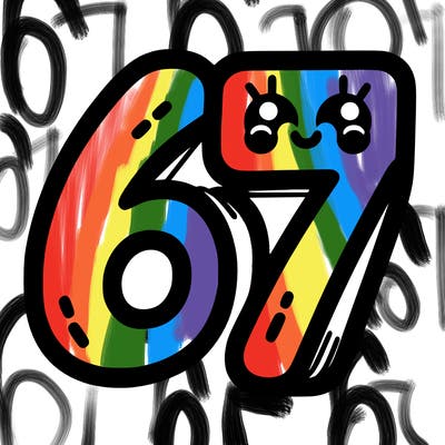 the numbers 67