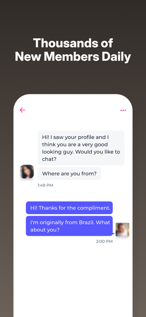 Ashley Madison Discreet Dating - Ashley Madisonデーティングアプリのプライベートチャット。メンバーの秘密保持のためにぼかされたプロフィール画像を表示