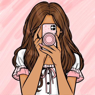 a realistic girl holding her phone taking pictures
