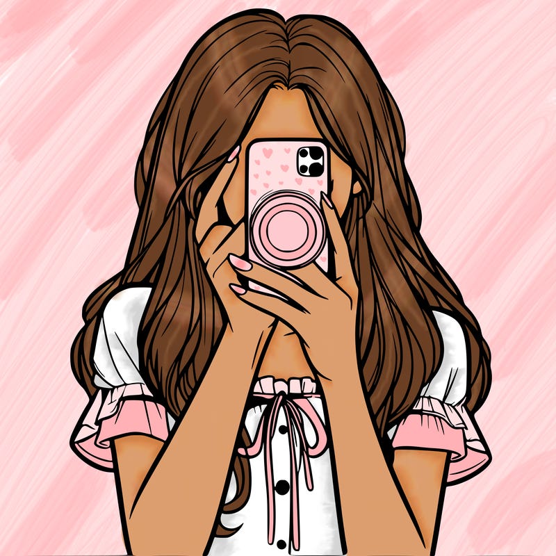 a realistic girl holding her phone taking pictures