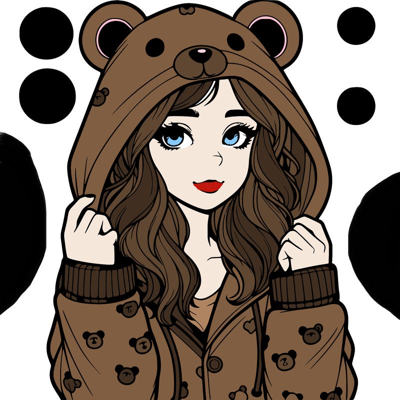 realistic girl in a animal pjs hoodie