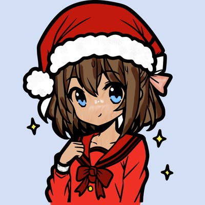 anime girl wearing a santa hat