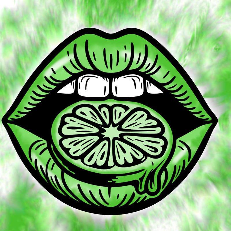 lips with lime in mouth