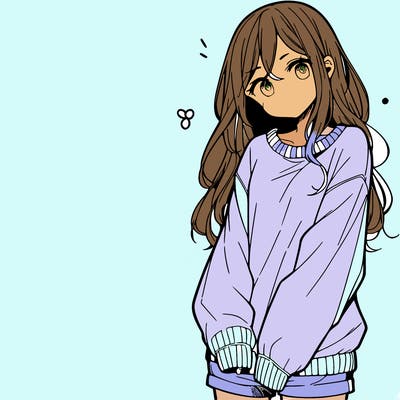 manga teen girl  in a sweater and baggy pants