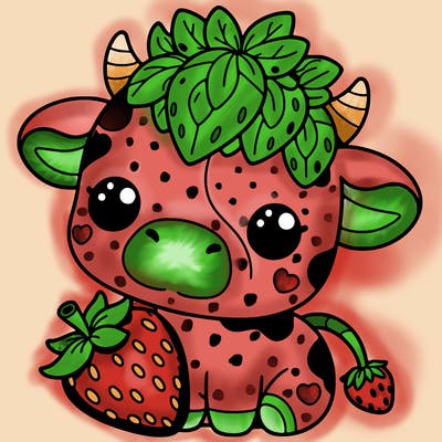 cute strawberry cow