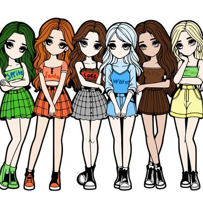 a group of girls realistic