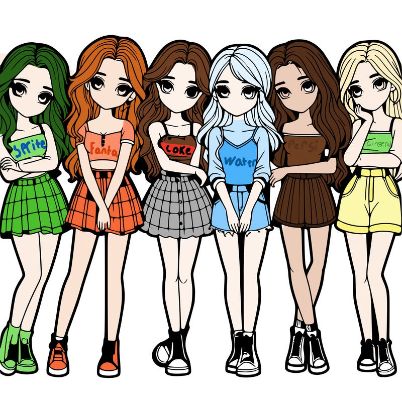 a group of girls realistic