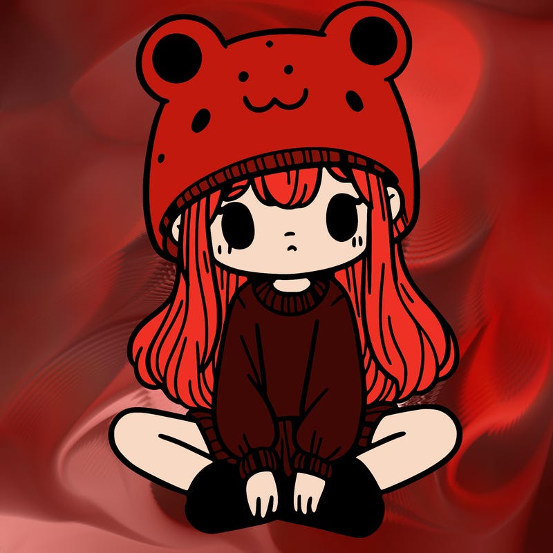 a girl wearing a frog hat and some frog socks