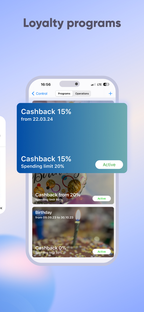DIKIDI Appointments Scheduling - Schermata dell'app mobile che mostra programmi fedeltà e impostazioni di cashback per professionisti dei servizi