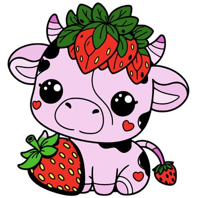 cute strawberry cow