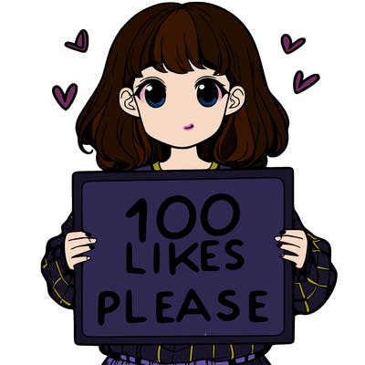 a girl holding a sign saying 100 likes please