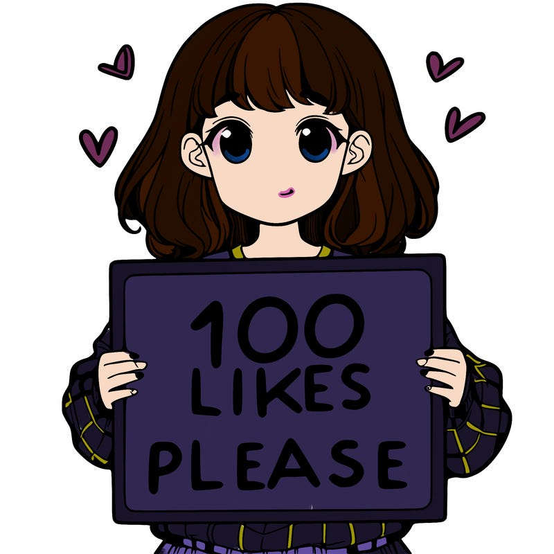 a girl holding a sign saying 100 likes please