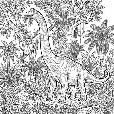Journey back to the age of dinosaurs with this captivating Brachiosaurus coloring page, showcasing the majestic herbivore enjoying its plant-based diet. Bring this prehistoric scene to life with your favorite colors and explore a world of ancient wonders.